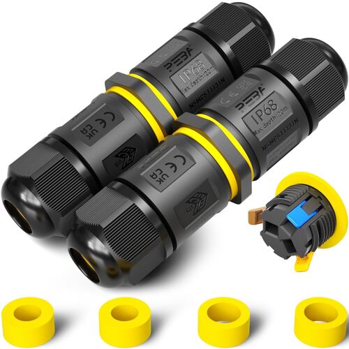 Connecteurs de Câbles Étanches IP68 - Boîte de jonction 3 Fils - Raccord extérieur étanche pour jardin - Dérivation de câble Ø4-12mm - Boîtier électrique extérieur étanche et sécurisé,2 pièce