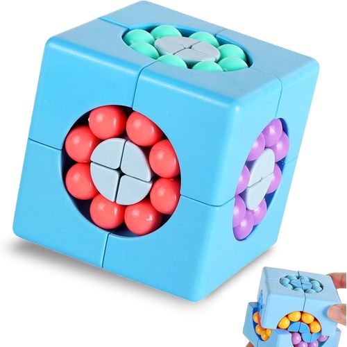 Magic Bean RZX112 Cube rotatif - Jouet créatif en forme de haricot magique - Cadeau pour les enfants à partir de 3 ans pour Noël, anniversaire, Nouvel An (bleu)