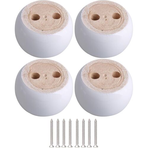 4 cm de Hauteur Blanc Wood Rond de 6.7 cm de diamètre Pieds de Meubles Pieds Roulement 100 kg Poids Lifter pour canapés Lits Armoires Tables Lot de 4