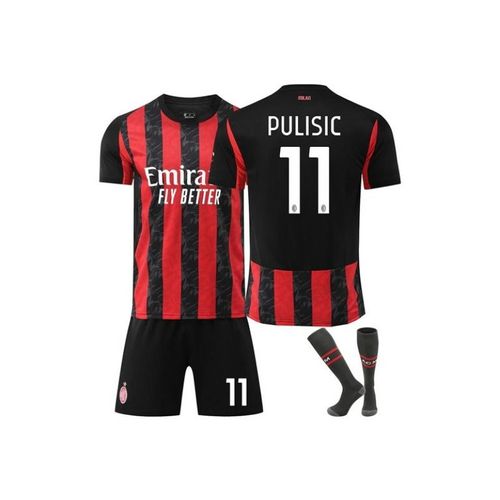 Ac Milan 25/26 Home Jersey Pulisic #11 Soccer T-Shirt Shorts Kits Football 3pcs Jersey