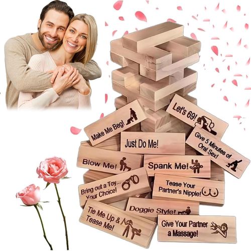 Jeu De Tour De Blocs Coquins 48 Pièces Blocs Super Coquines Pour Adulte Couple,França,Jeux En Bois Empilables Pour La Saint-Valentin,Jeu Adulte Couple Coquins De Blocs Empilables De Tour Pour Couples