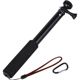 Perche télescopique ""Selfie 90"" (tige de télescope de voyage à tête inclinable pour smartphones, appareils photo et caméras d'action GoPro, monopode) Noir