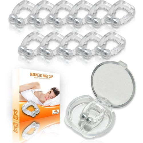 Paquet De 12 Clips Magnétiques Anti-Ronflement - Clips Nasaux En Silicone, Solution Réutilisable Contre Le Ronflement Pour Les Ronfleurs Nasaux - Profitez D'une Nuit De Sommeil Paisible[Z18] 