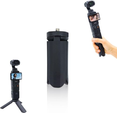 Mini trépied portable pour appareil photo DJI Osmo Pocket 3 - Support de bureau pliable - Poignée d'extension avec interface à vis de 6,35 mm