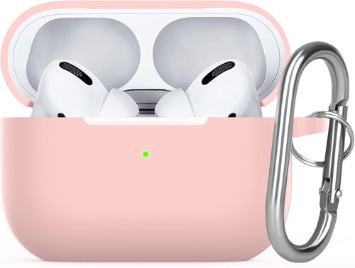 pour AirPods Pro 2 Coque, Housse de Protection en Silicone Souple Absorbant Les Chocs avec Porte-clés pour Apple Airpods Pro 2nd Gen Case 2022 [LED Avant Visible] - Rose