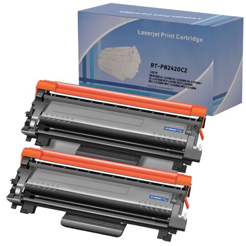 Cartouche de toner remplacement pour Brother TN2420 compatible MFC-L2710 MFC-L2730 MFC-L2735 MFC-L2750 DCP-L2510 DCP-L2530 DCP-L2537 DCP-L2550 HL-L2310 HL-L2350 HL-L2357 HL-L2370DHL-L2375 Pack 2 Noir