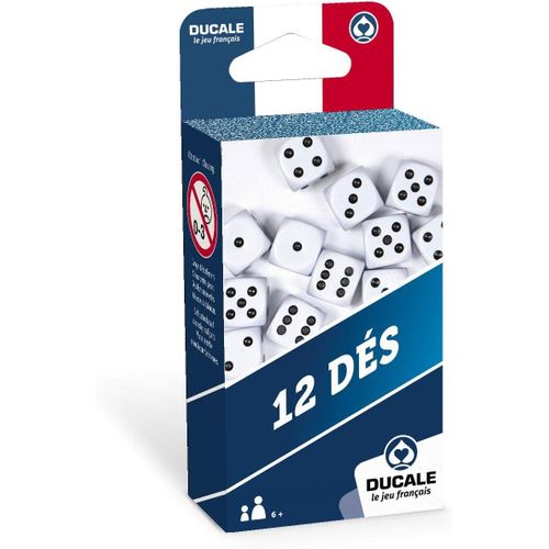 Lot De 12 Dés 18mm - Jeu De Dés - Jeu De Voyage - Yam's, 421, 5000, White