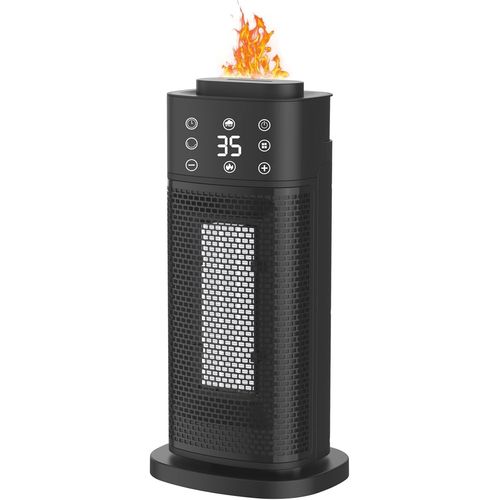 Radiateur Soufflant Électrique Ptc 1400W/2000W, Oscillation À 70°, Protection Contre Surchauffe & Anti-Basculement, 2 Modes De Chauffage + Fonction D'Humidification¿Noir¿[Z455]