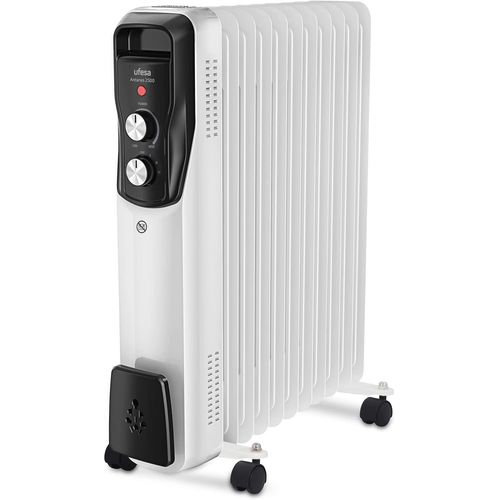 Antares 2500, Radiateur D'Huile, 11 Éléments, 2500W, Thermostat Métallique Réglable, Poignée De Transport Et Roues, Blanc.[Z666]