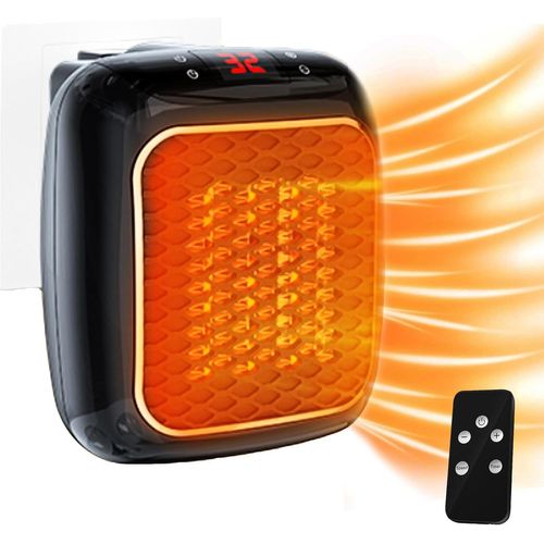 Aérotherme À Prise Avec Télécommande, Mini Radiateur Soufflant En Céramique, Salle De Bain, Économie D'Énergie, Chauffage Silencieux, Chauffage 1200 W Avec Minuterie De 12 Heures, Thermostat[Z599]