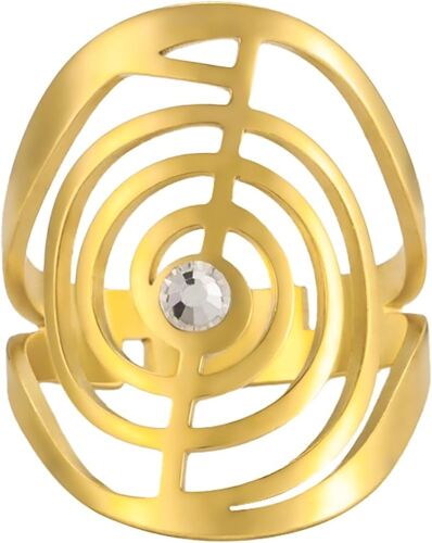 Bague De Protection Reiki Symbole De Guérison Anneaux De Yoga Pour Femmes Géométrie Sacrée Acier Inoxydable Énergie Yoga Power Ring Amulette