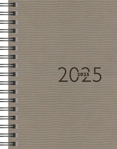 Agenda De Poche Modèle Perfect/Technik I (2025), 2 Pages = 1 Semaine, Format A6, 160 Pages, Couverture En Cuir Synthétique Tejo, Gris