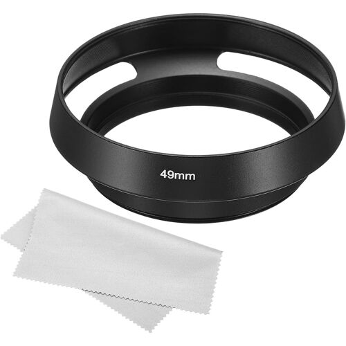 49mm Lentille Capuche, Standard Ventilée Mat Surface Antireflet Intérieur Capot avec Nettoyage Tissu pour Appareil Photo Objectif, Noir