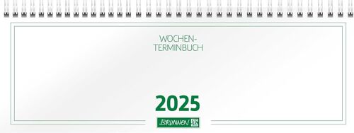 Agenda Horizontal, Modèle 772 (2025), 2 Pages = 1 Semaine, 297 X 105 Mm, 112 Pages, Couverture En Carton, Blanc