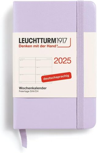 Agenda Semainier 2025 Mini A7, Couverture Rigide, Planificateur 12 Mois, 80 G, Ligné, Violet