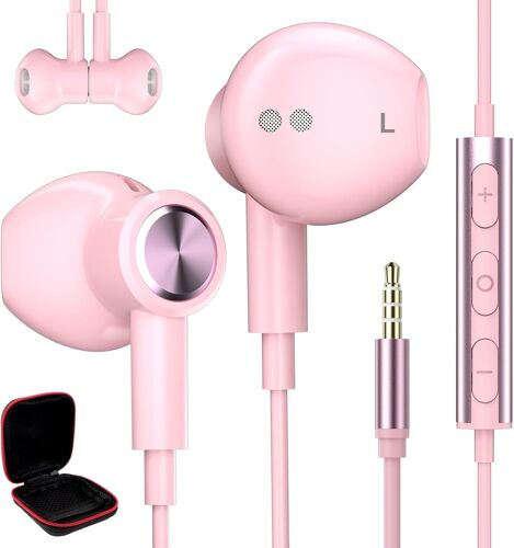 KALANKA-Écouteurs stéréo magnétiques pour Redmi Note 13 Pro 12 11S 5G, XiaoMi, POCO X6, prise jack 3,5 mm, avec câble, microphone, pour Samsung A14 A13 A12 A23 Galaxy A52S A03S A32 A22 Rose