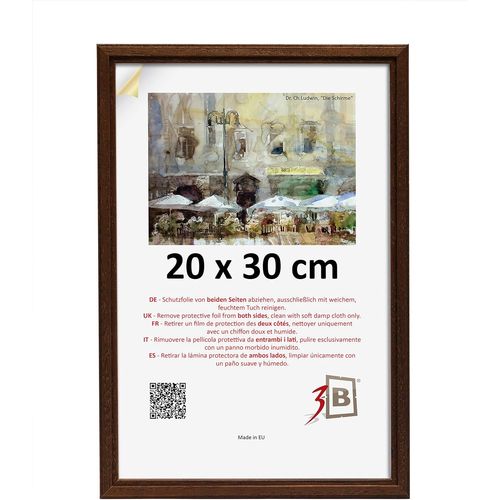 Cadre de l'image JENA - brun foncé - 20x30 cm - cadre photo en bois exotique avec verre acrylique