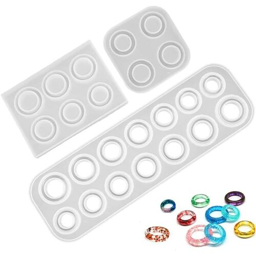 Moule Resine Anneau,Moules Silicone Résine Époxy Anneau,Resine Cristal Anneau,Moule Resine Epoxy Anneaux,Pour Les Anneaux D'artisanat De Bijoux Décoratifs De Moule En Silicone(3 Pièce)