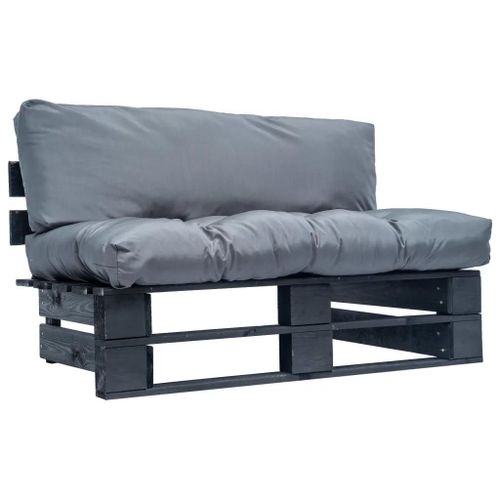 Prolenta Premium - Canapé Palette De Jardin Avec Coussins Gris Bois De Pin