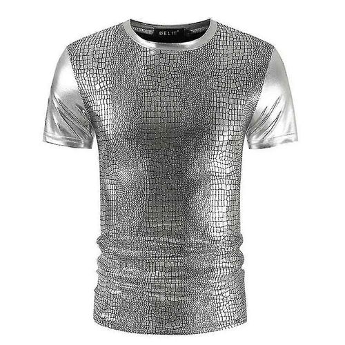 T-Shirt À Manches Courtes Et Col Ras Du Cou Pour Homme, Brillant, Style Disco, Années 70 Et 80, Taille 2xl