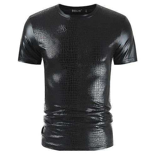 T-Shirt À Manches Courtes Et Col Ras Du Cou Pour Homme, Brillant, Style Disco, Années 70 Et 80, Taille L