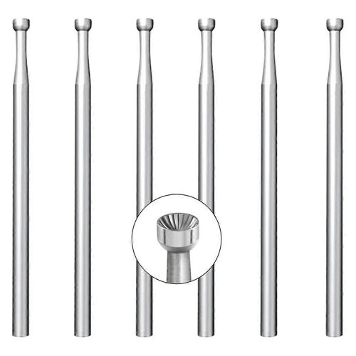 Lot de 6 fraises rondes de 2,3 mm, tige de 3/32 po, pour la fabrication de bijoux et de lapidaires