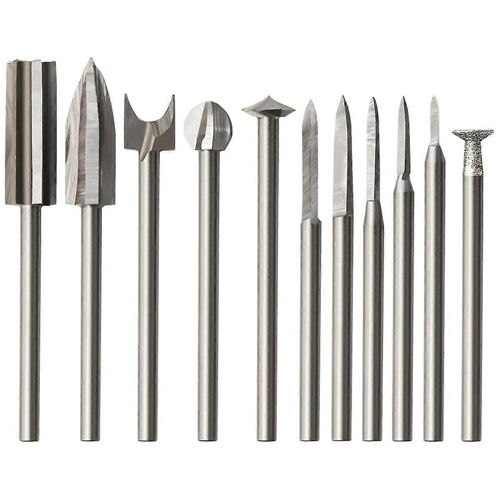 Ensemble de 11 forets pour sculpture sur bois, accessoires de gravure, de meulage, d'artisanat, de travail du bois