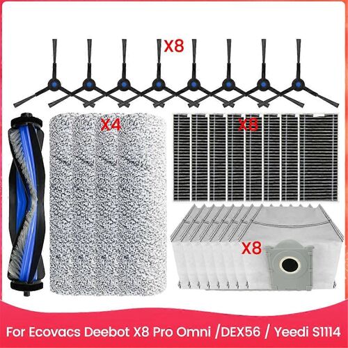Ensemble de sacs à poussière et de filtres pour brosse latérale principale pour X8 Pro Omni / DEX56 pour S1 4 pièces de rechange A