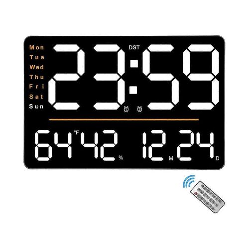 Horloge murale numérique, écran LED de 15,6 pouces, avec télécommande, pour salon, bureau, classe