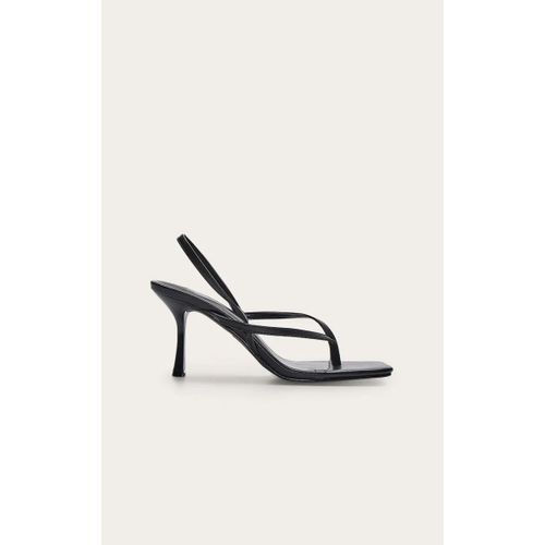 Sandales Talons Mishauts Avec Bride Arrière Et Bout Carré En Pu Noir Noir