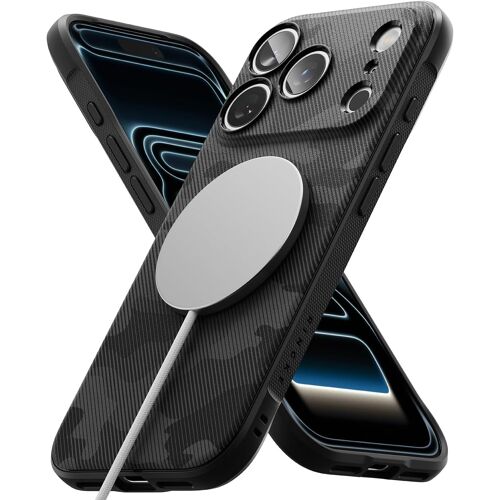 LORANKA-Coque Compatible avec iPhone 17 Pro Max Case Accessoires [Onyx Magnetic] Magnétique Antidérapant Flexible Ultra Fine Bumper Durable Étui Trou de Sangle Bandoulière - Magnetic Camo Black