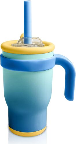 Sjzg-Gobelet Isotherme Avec Paille, 420 Ml, Pour Enfants, Avec Couvercle Et Anse, Double Paroi En Acier Inoxydable, Anti-Fuite, Gobelet Isotherme, Pour Boissons Chaudes Et Froides, Violet Sarcelle