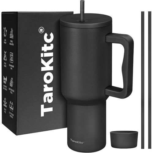 Sjzg-Gobelet Isotherme De 1200 Ml Avec Poignée Et Couvercle, Tasse De Voyage Sous Vide À Double Paroi En Acier Inoxydable, Convient Pour Porte-Gobelet De Voiture, Anti-Fuite, Garde Les Boissons Froid