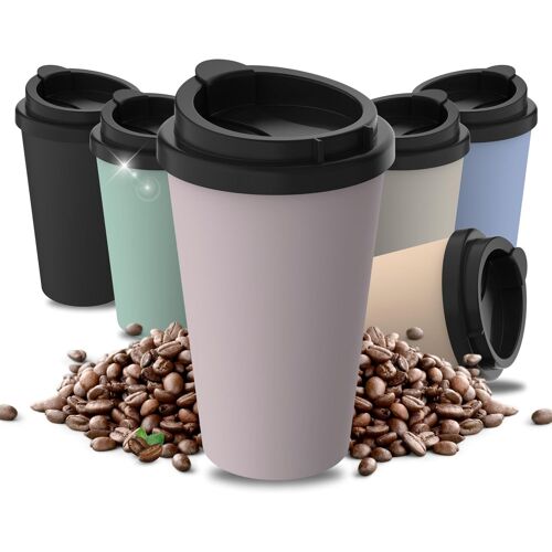 Sjzg-Gobelet Isotherme Pour Café À Emporter, En Plastique Biologique, 350 Ml, Sans Bpa Et 100 % Recyclable, Fabriqué En Allemagne, Avec Couvercle, Pour Le Bureau, La Voiture, L'école, Etc. (Lilas)
