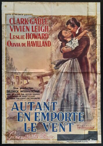 Autant En Emporte Le Vent - Gone With The Wind * Film 1939 Victor Fleming - Affiche De Cinéma Originale Belge De 1954 - Belgian Movie Poster 83x59 Cm * Vivien Leigh ; Clark Gable ; Leslie Howard