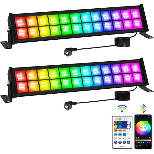 Projecteur Led Rgb Exterieur, 72w Barre Led Rgb Projecteur Couleur Wifi Avec App Bluetooth Et Télécommande, Étanche Ip66 Pour Fête Jardin Festival Noël Halloween
