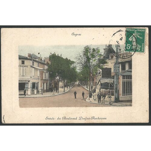 Cabine De Projection De Cinéma - 1 Carte Postale Originale Vers 1912 Petite Affiche 9x14 Cm - Le Café Du Chalet À Cognac A Équipé Une Cabine Au-Dessus De Sa Terrasse Et D'Un Écran Sur Le Mur D'En Face