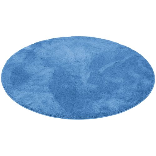 Pergamon Luxe Super Soft Tapis À Poils Longs Silky Rond Bleu 160x160 Cm