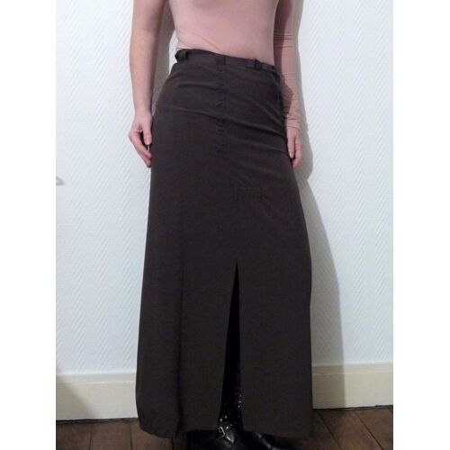 Jupe Longue Kaki Fendue Sur Le Coté Avec Sa Ceinture- Taille 36- Solola