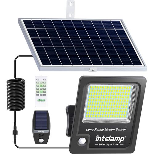 Asfasfq-Intelamp Lampes Solaires D'extérieur Avec Détecteur De Mouvement, 12000 Mah, 3000 Lm, Avec Télécommande, Lampe Solaire Super Lumineuse Pour L'extérieur, Avec Câble De 5 M, Ip65