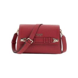 Sac bandoulière rouge uni avec le nom de la marque en pièces métalliques