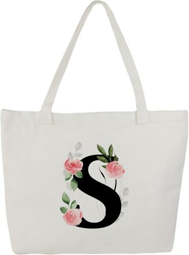 Sjzg-Tote Bag Personnalisé, 100% Toile De Coton, Sac Tissus Avec Prénom, Imprimé De A À Z, Doublé, Cadeau Personnalisé Maitresse