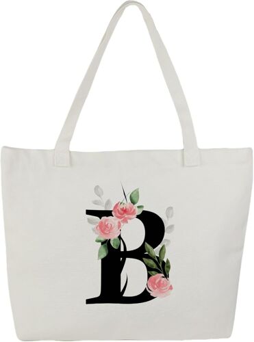 Sjzg-Tote Bag Personnalisé, 100% Toile De Coton, Sac Tissus Avec Prénom, Imprimé De A À Z, Doublé, Cadeau Personnalisé Maitresse