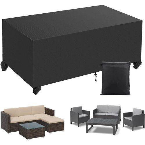 Spwa-Housse Salon De Jardin, Housse De Table Jardin Rectangulaire, Couverture De Protection Meubles Bâche Salon De Jardin Imperméable Anti-Uv, Bache Table Exterieur (Schwarz, 170*95*70cm 600d)