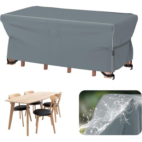 Spwa-Housse Salon De Jardin Imperméable: Housse De Table Jardin Rectangulaire Avec Bande Réfléchissante - 600d Oxford Coupe-Vent Couverture De Protection Meubles Bâche Pour Table - Gris 170x95x74cm
