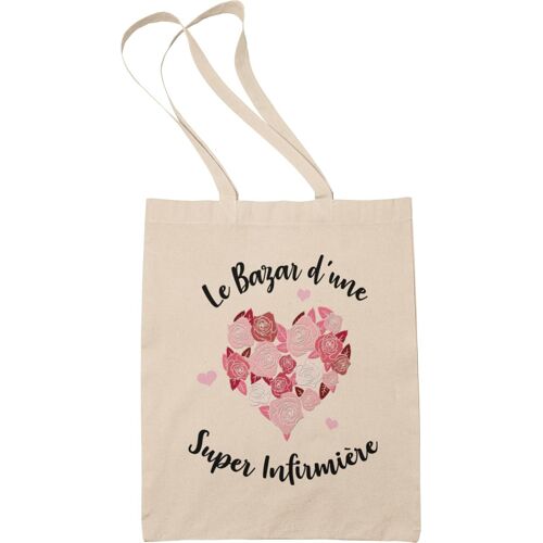 SJZG-Tote Bag Femme - Cadeau Infirmiere Bazar D'Une Super Infirmiere - Sac Tissu - Sac En Toile Femme - Canvas Sac Tote Bag - Sac De Course - Sac Cabas