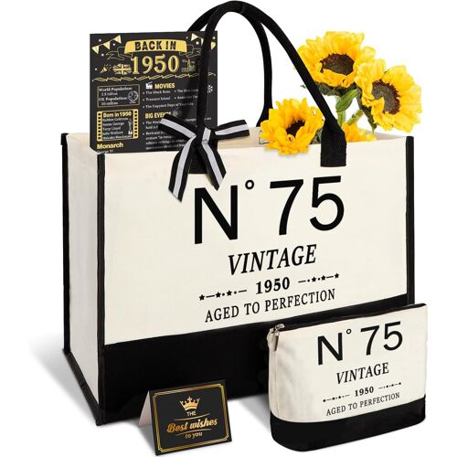 Sjzg-Amosking Birthday Gifts For Women Canvas Tote Bag Travel Gear With Makeup Bag