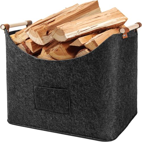 Sjzg-Filztasch Panier À Bois De Cheminée Xl 60 L Sac En Feutre Extra Épais Avec Poignées Antidérapantes Panier En Feutre Pour Bois, Journaux, Vêtements, Sac À Provisions, Jouets