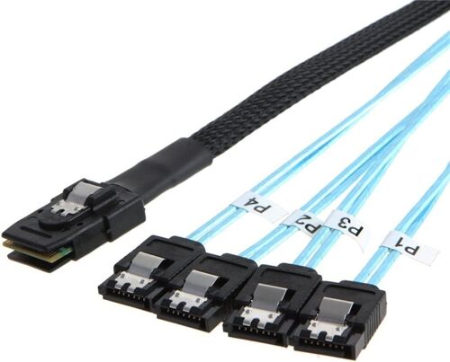 Câble interne Mini SAS SFF-8087 36 broches vers 4 SATA 7 broches pour disque dur cible 6 Gbit/s