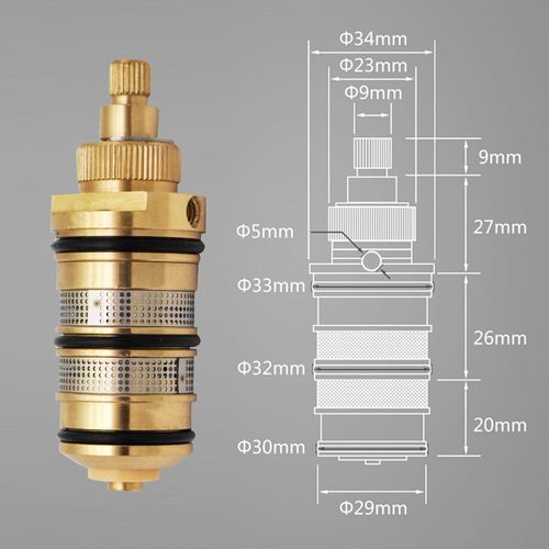 Robinet de douche thermostatique en laiton massif,salle de douche,3 boutons,vanne de commande thermostatique,mitigeur,inverseur de sortie - Type FX-2934T